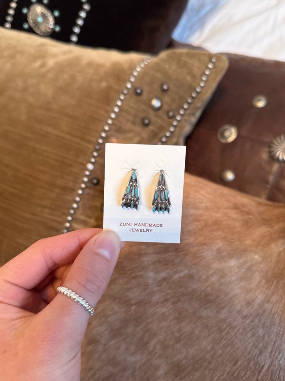 SOLD Genuine Turquoise Zuni Earrings